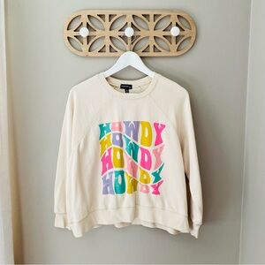 Originality 'Howdy' Pullover Sweatshirt Cream Sz XS
